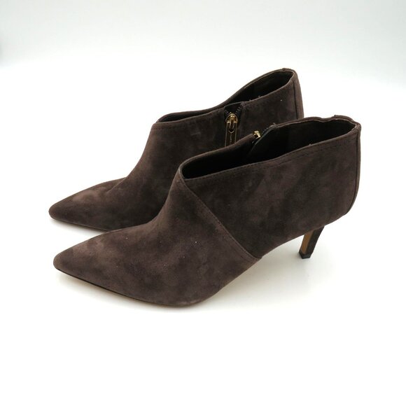 Vince Camuto Booties Womens Size 8,5 Brown Suede Pointed Toe Ankle Side Zi - Picture 4 of 8